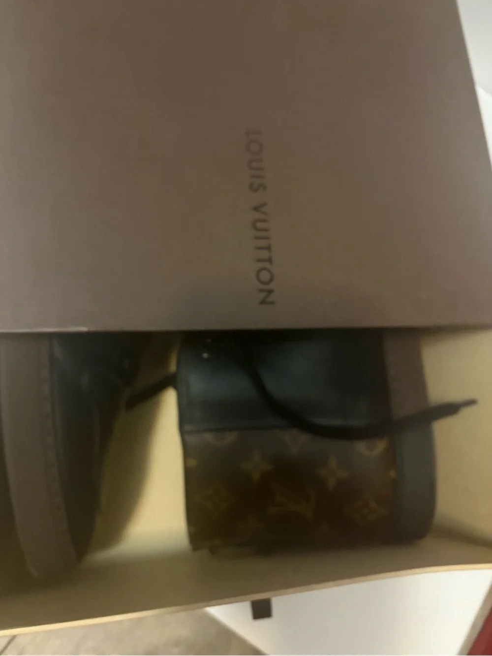 Louis Vuitton Black Leather High-Top Boot with Monogram Rear Panel